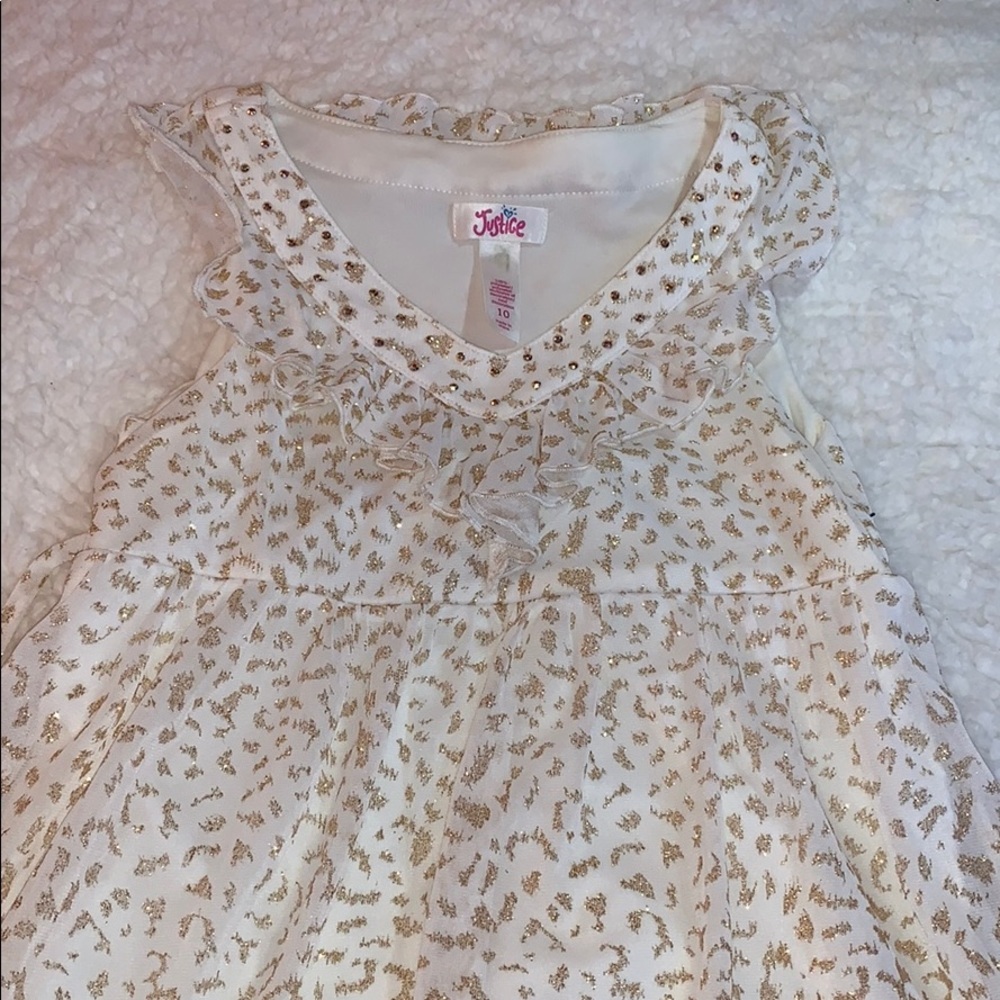 White and gold glitter dress